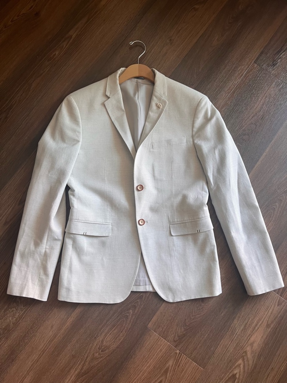 Zara Men's  Light Cream summer Blazer with Notch Lapel size 38 regular